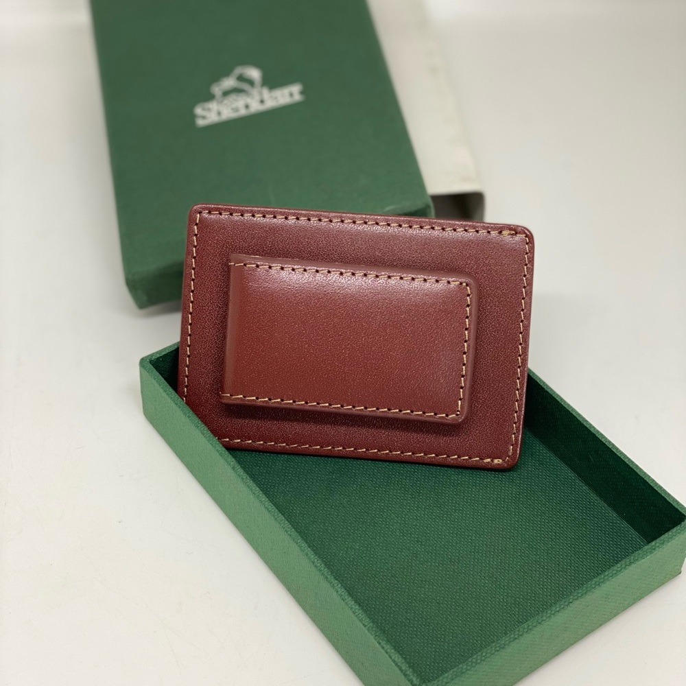 Sheridan💥NIB💥 Brown Leather Card Holder/Money Clip NIB